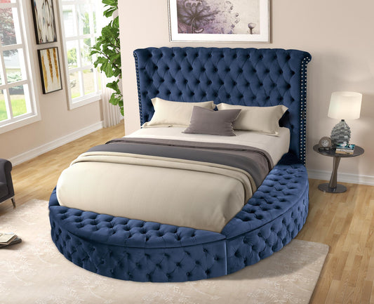 Queen Royal Blue Tufted Kingsford bed w/USB and BT speakers $1675.00 *90 Day Same and Cash