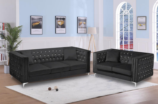Black Swan Tufted Square Sofa and Loveseat w/ Diamond accents $1477.00 *90 Day Same as Cash